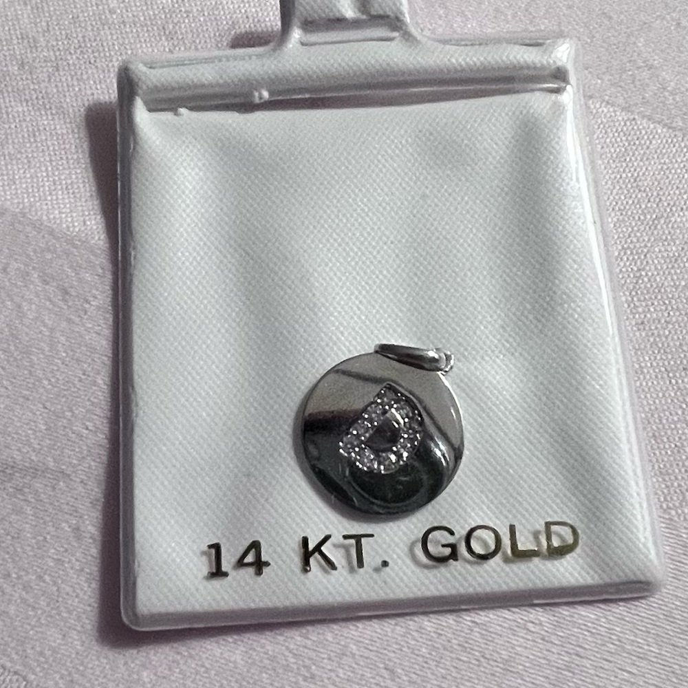 14 KT White Gold Initial Pendant D